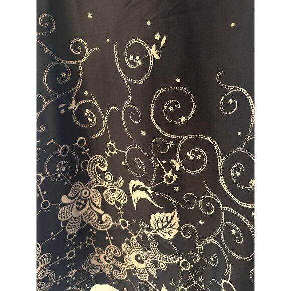 Garnet Hill Black & White Silk Dress Floral Print Tie Back Size 16 Langenlook - Picture 2 of 6